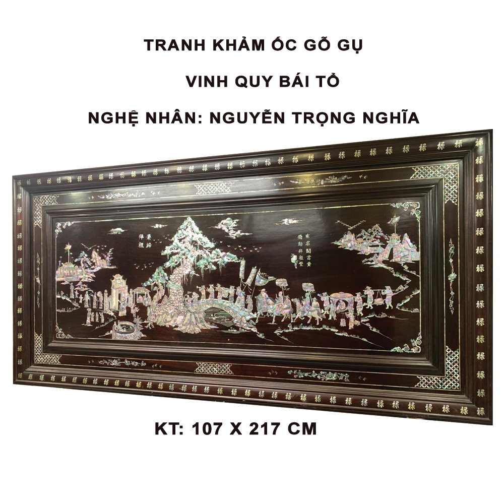 Tranh khảm ốc Vinh quy bái tổ